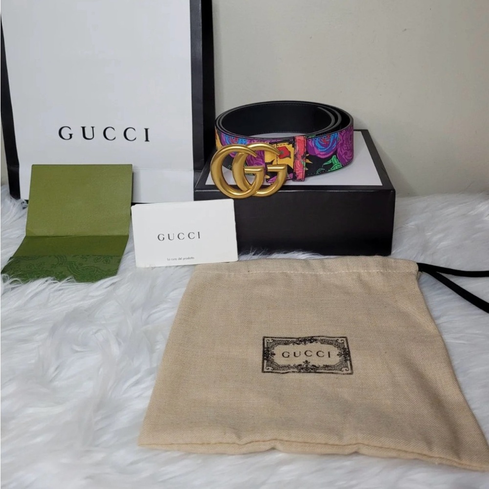 Gucci Ken Scott Print GG Marmont Belt - Picture 2 of 8